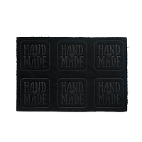 7050 Аппликации из кожи пришивные Hand Made 3*3см (6шт), 100% кожа (433 черный)