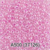 (37126) Бисер полупрозрачный жемчужный с цв.центром 10/0, круг.отв., 50г, Preciosa