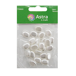 2272 Бусины пластиковые, 'жемчуг', белые, овал, 13*11*5мм, 50шт/упак , Astra&Craft