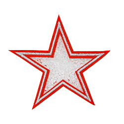 ГСН059 Термоаппликация Звезда 90мм, красный+серебро+прозрачный