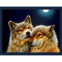 АЖ-1200 Картина стразами 'Волк и волчица' 60*45см