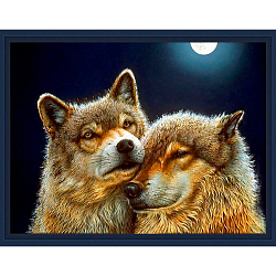 Алмазная живопись АЖ-1200 Алмазная мозаика 'Волк и волчица' 60*45см