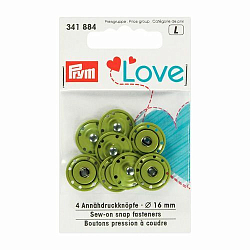 341884 Пришивные кнопки Prym Love, зеленый, 16 мм, упак./4 шт., Prym