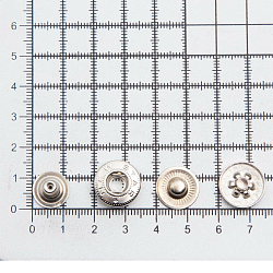 Кнопка 'Таблетка' 15мм цв.металл + ответ.части Альфа 15 мм металл, 50 шт/упак NEW STAR