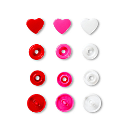 393031 Kнопки Prym Color Snaps 'Сердце' 12,4 мм красный/белый/розовый 30 шт, Love Prym