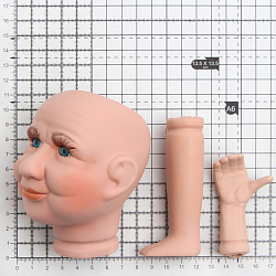 27032 НАБОР №4 'Бабушка' Фарфоровая заготовка для изготовления куклы: руки,ноги,голова (гл.-голуб.)