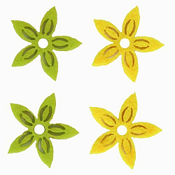 61215101 Фигурки из фетра 'Цветы', 12шт, 30мм, цвет: желтый / светло-зеленый, Glorex