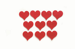 67101313 Фигурки из фетра 'Сердца', 10шт, 4см, цвет: красный, Glorex