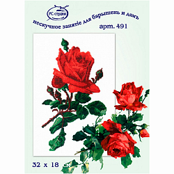 491 Набор для вышивания РС-Студия 'Роза красная' 32*18 см