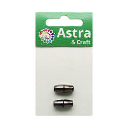 4AR360 Замок магнитный для круглого шнура 4*17мм, 2шт/упак, Astra&Craft