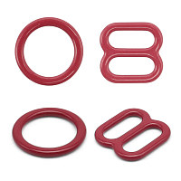 Кольца и регуляторы для бретелей бюстгальтера 8 мм, металл/эмаль, 20 шт/упак, цвет темно-красный