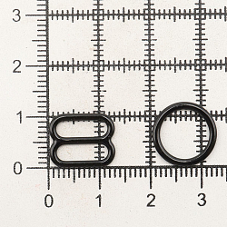 Кольца и регуляторы для бретелей бюстгальтера 10 мм, металл/эмаль, 20 шт/упак, цвет черный