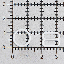 Кольца и регуляторы для бретелей бюстгальтера 10 мм, металл/эмаль, 20 шт/упак, цвет белый