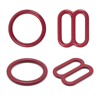 Кольца и регуляторы для бретелей бюстгальтера 10 мм, металл/эмаль, 20 шт/упак, цвет темно-красный