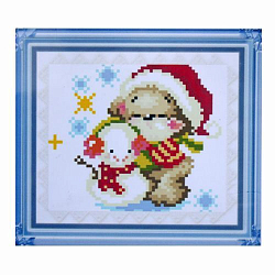 1706 Мозаика Cristal 'Мишка и снеговик', 15*13 см
