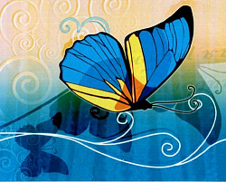 8007 Картина со стразами 'Синяя бабочка', 58*59см