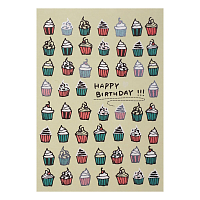 LTA05 Поздравительная открытка с конвертом 'С днем рождения' на английском языке, 12*17 см