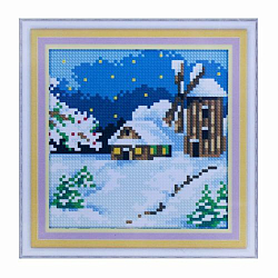 1880 Мозаика Cristal 'Деревенская мельница. Зима', 15*15 см