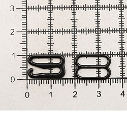 Крючки и регуляторы для бретелей бюстгальтера 12 мм, металл/эмаль, 18 шт/упак, цвет черный