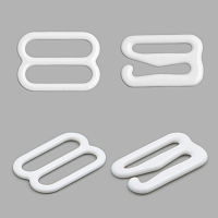 Крючки и регуляторы для бретелей бюстгальтера 12 мм, металл/эмаль, 18 шт/упак, цвет белый