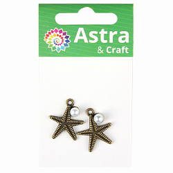 4AR038 Подвеска металлическая морская звезда 2шт/упак Astra&Craft