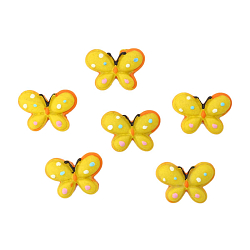 Акриловые, полимерные (гипсовые) фигурки и камеи LR15-4605 Кабошоны декор подарков, шармы для слаймов 'Бабочка', желто-оранжевая, 6 шт/упак