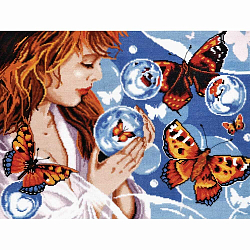 1182 Набор для вышивания Alisena 'Фантазия с бабочками', 38*28 см