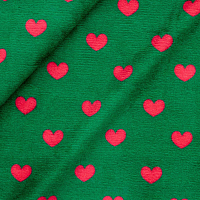29492 Мех коротковорсовый 1,5мм с принтом сердечки, 47*47см (+/-2см), 100% п/э (зеленый/красный)