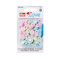 393030 Кнопки Prym Color Snaps 'Сердце' 12,4 мм розовый/голубой/желтый 30 шт, Love Prym