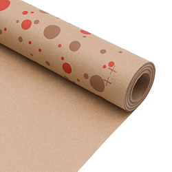 Крафт бумага 'Конфетти' красный/кофейный цв. на коричневом фоне 720мм/60гр/10м +/- 5%