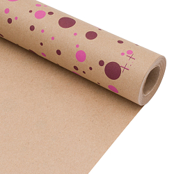 Крафт бумага 'Конфетти' розовый/бордовый цв. на коричневом фоне 720мм/60гр/10м +/- 5%
