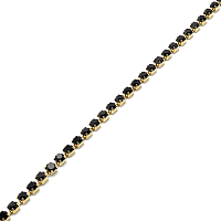 ЦС012ЗЦ2 Стразовые цепочки (золото), цвет: черный, размер 2 мм, 30 см\упак