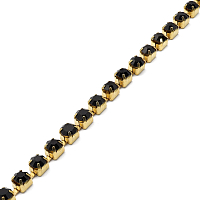 ЦС012ЗЦ3 Стразовые цепочки (золото), цвет: черный, размер 3 мм, 30 см\упак