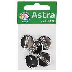 4AR092 Основа для броши и значка, 2см, 5 шт/упак, Astra&Craft