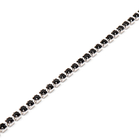 ЦС012СЦ2 Стразовые цвепочки (серебро), цвет: черный, размер 2 мм, 30 см\упак