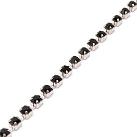 ЦС012СЦ3 Стразовые цепочки (серебро), цвет: черный, размер 3 мм, 30 см\упак