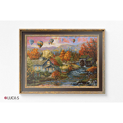 B616 Набор для вышивания 'Осень. Мельница на ручье', 48*34см, Luca-S