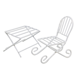 SCB271024 Металлические чайный столик и кресло белые. Стол 6*4 см, кресло 4*7,5 см, ScrapBerry's