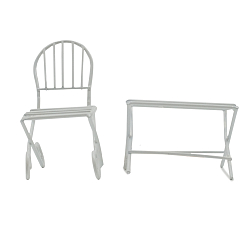 SCB271024 Металлические чайный столик и кресло белые. Стол 6*4 см, кресло 4*7,5 см, ScrapBerry's