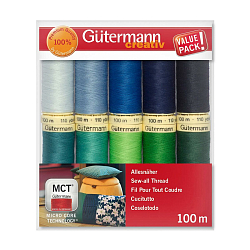734006 Набор нитей Sew-All 100/200 м для всех материалов 10 шт/упак, 100% полиэстер Gutermann