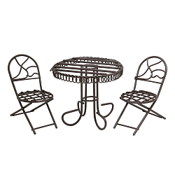 SCB271031 Металлическая мини мебель коричневая (стол и два стула), стол 7,5*6,5 см, стул 5,5*3,5*7 см, ScrapBerry's