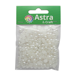 4AR295 Полубусины пластиковые, пришивные 'жемчуг', белые, 6мм, 15гр, Astra&Craft