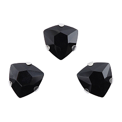 ТЦ022НН12 Хрустальные стразы в цапах треугольные (серебро) черный 12мм, 3шт/упак Astra&Craft