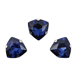 ТЦ023НН12 Хрустальные стразы в цапах треугольные (серебро) полуночный синий 12мм, 3шт/упак Astra&Craft
