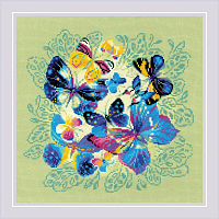 1958 Набор для вышивания Риолис 'Панно/подушка Яркие бабочки' 40*40см