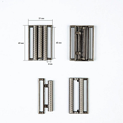 69203 Пряжка-застежка 40мм (45*31мм) металл, темное серебро BIG