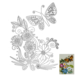 23 Схема для квиллинга 'Цветы и бабочка'