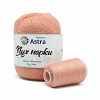Пряжа Astra Premium 'Пух норки' (Mink yarn) 50гр 290м (+/- 5%) (80% пух, 20% нейлон) (+нить 20гр) (031 персиковый)