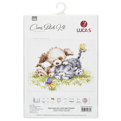 Набор для вышивания 'Щенок и котенок с бабочками' 23*18см, Luca-S