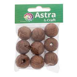4AR395 Бусины деревянные, кокосовое дерево, круглые, 20мм, 18гр, Astra&Craft